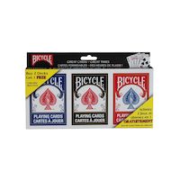 Bicycle Traditional Playing Cards Deck, Standard Poker Size, 3-pk, Ages 12+ Front_Flat