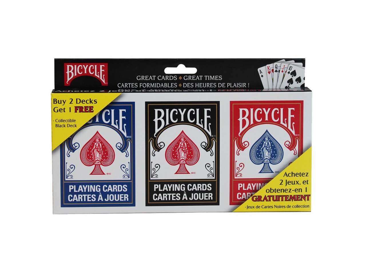 Jeu de cartes traditionnel Bicycle, taille standard pour le poker, paq. 3,  12 ans et plus