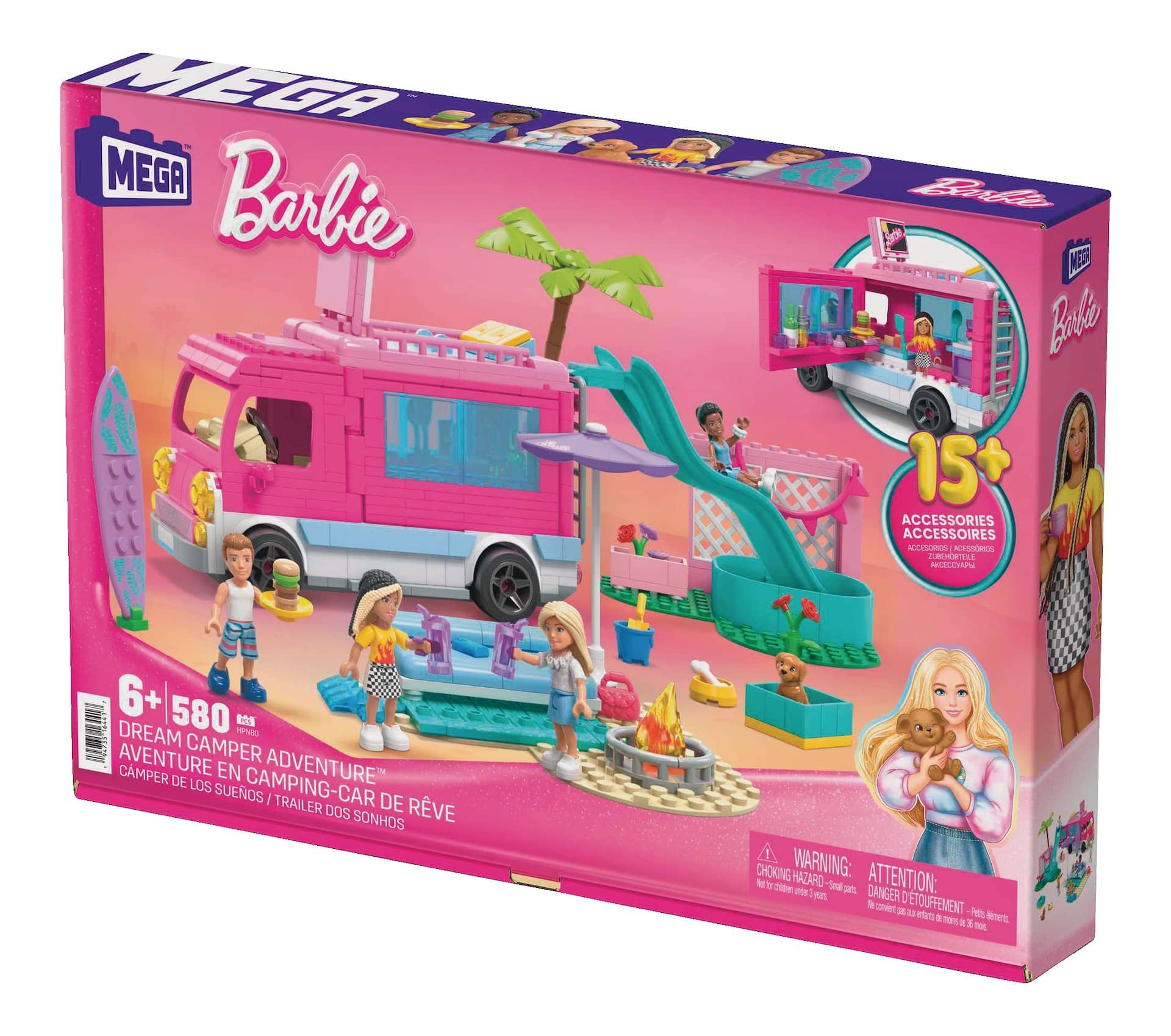 Coffret de jeu Mega Construx Barbie aventure en camping de rêve