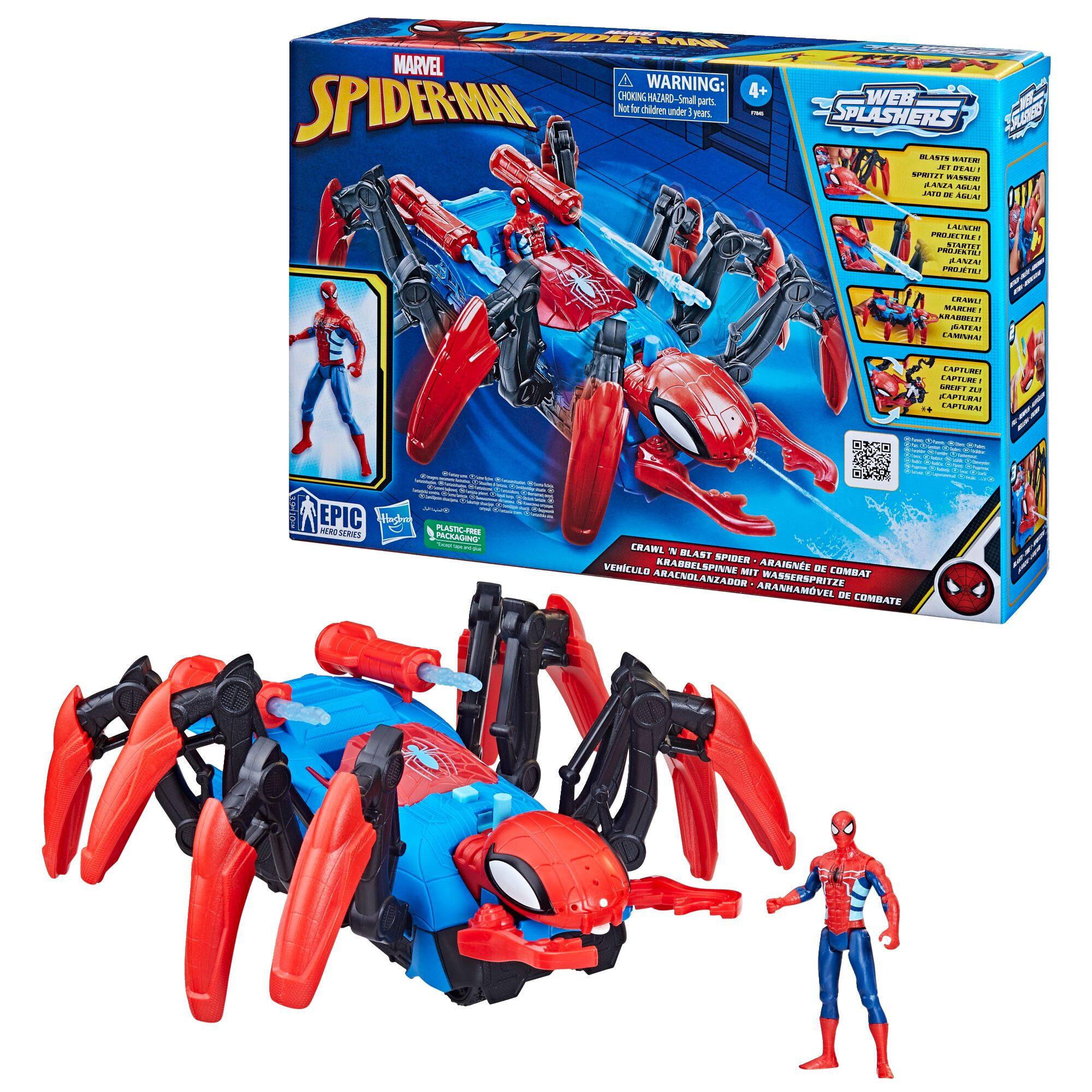 Moto spider-man + Figurine Spiderman 15 cm Bleu Et Rouge - Personnage  Articulé Marvel - Jouet - Set garçon + 1 carte