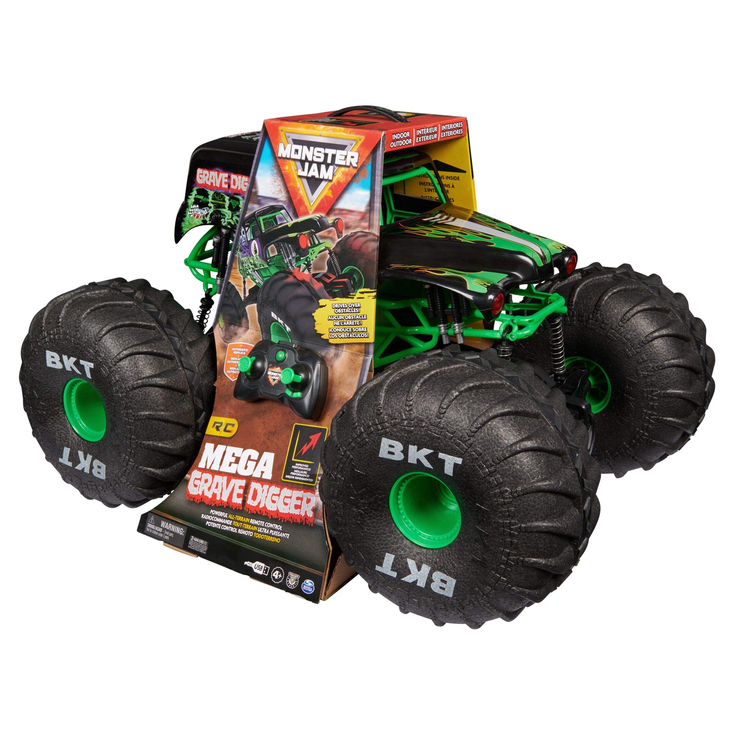 Monster Jam Mega Grave Digger Remote-Controlled Truck, Ages 4 ...