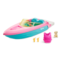 Barbie 3-Seater Floating Boat with Puppy & Accessories, Ages 3+ Composite_or_Mixed