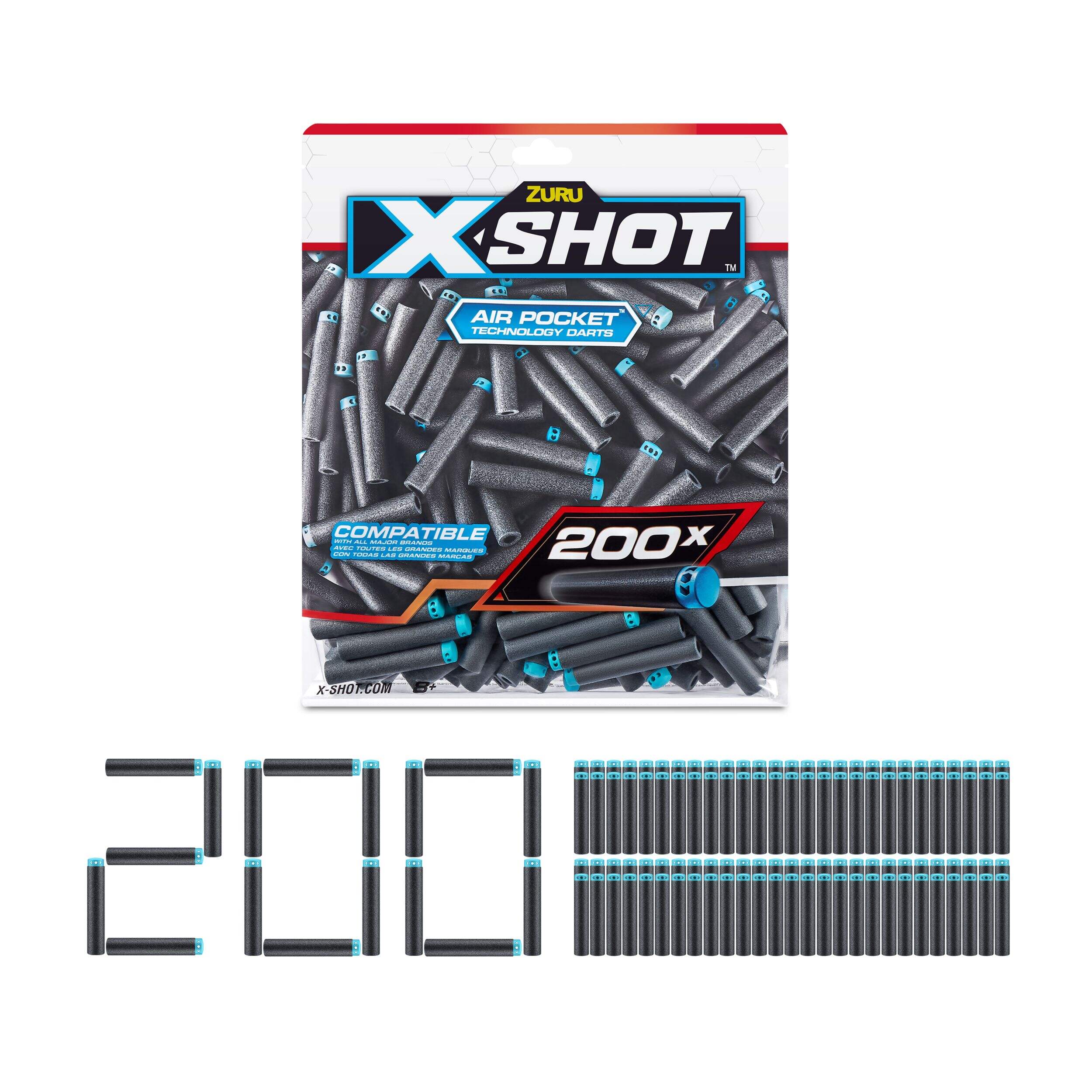 X-Shot Excel Refill Darts Foilbag, 200-pk, Ages 8+ Composite_or_Mixed