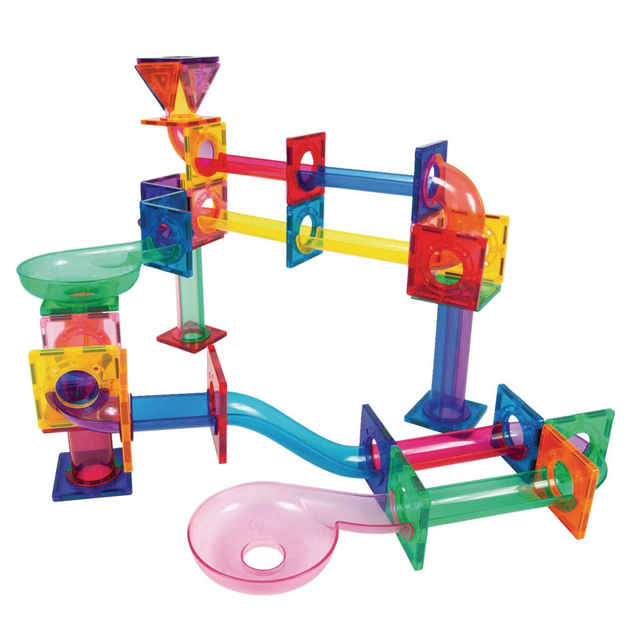 Picasso Tiles Magnetic Marble Run Building Blocks, 71-pc