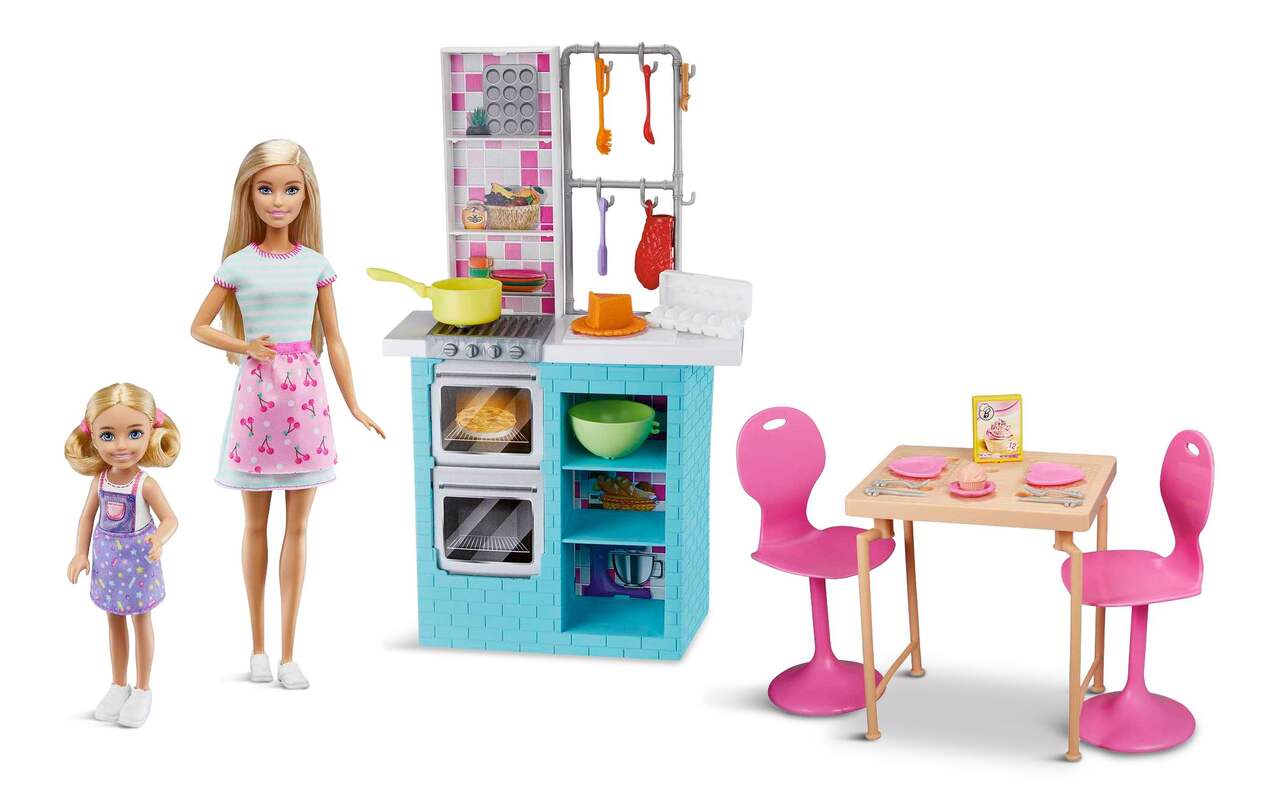 Coffret de jeu pâtisserie soeurs Barbie et Chelsea, 3 ans et plus