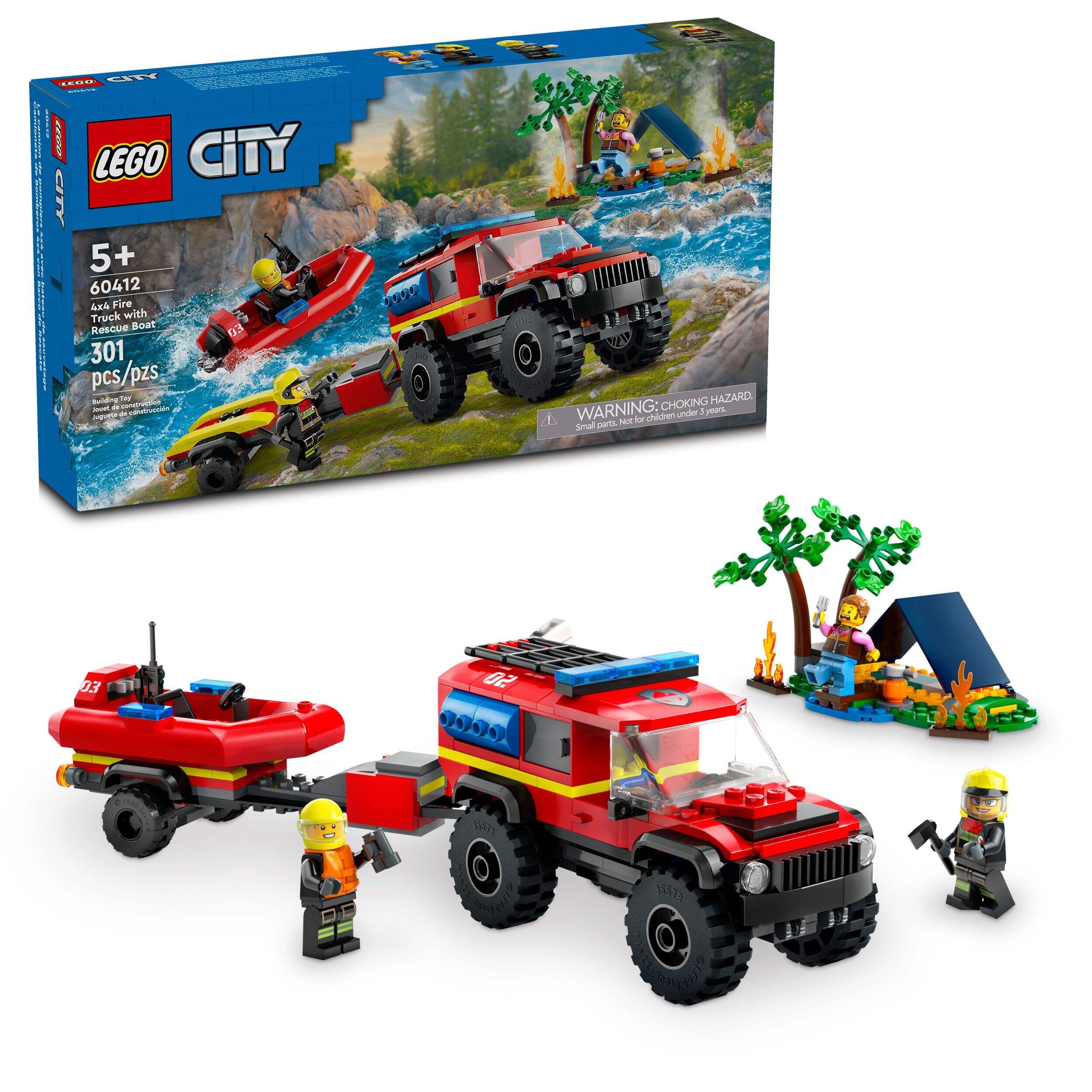 LEGO® City 4x4 Fire Truck with Rescue Boat Building - 60412, 301-pc, Ages 5+ Front_Angled_Right