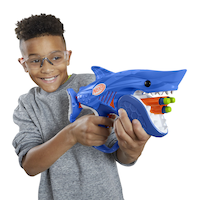 Nerf Junior Wild Sharkfire, Easy Play Dart Blaster, 8 Nerf Elite Darts, Ages 6 & Up Front_Angled_Right