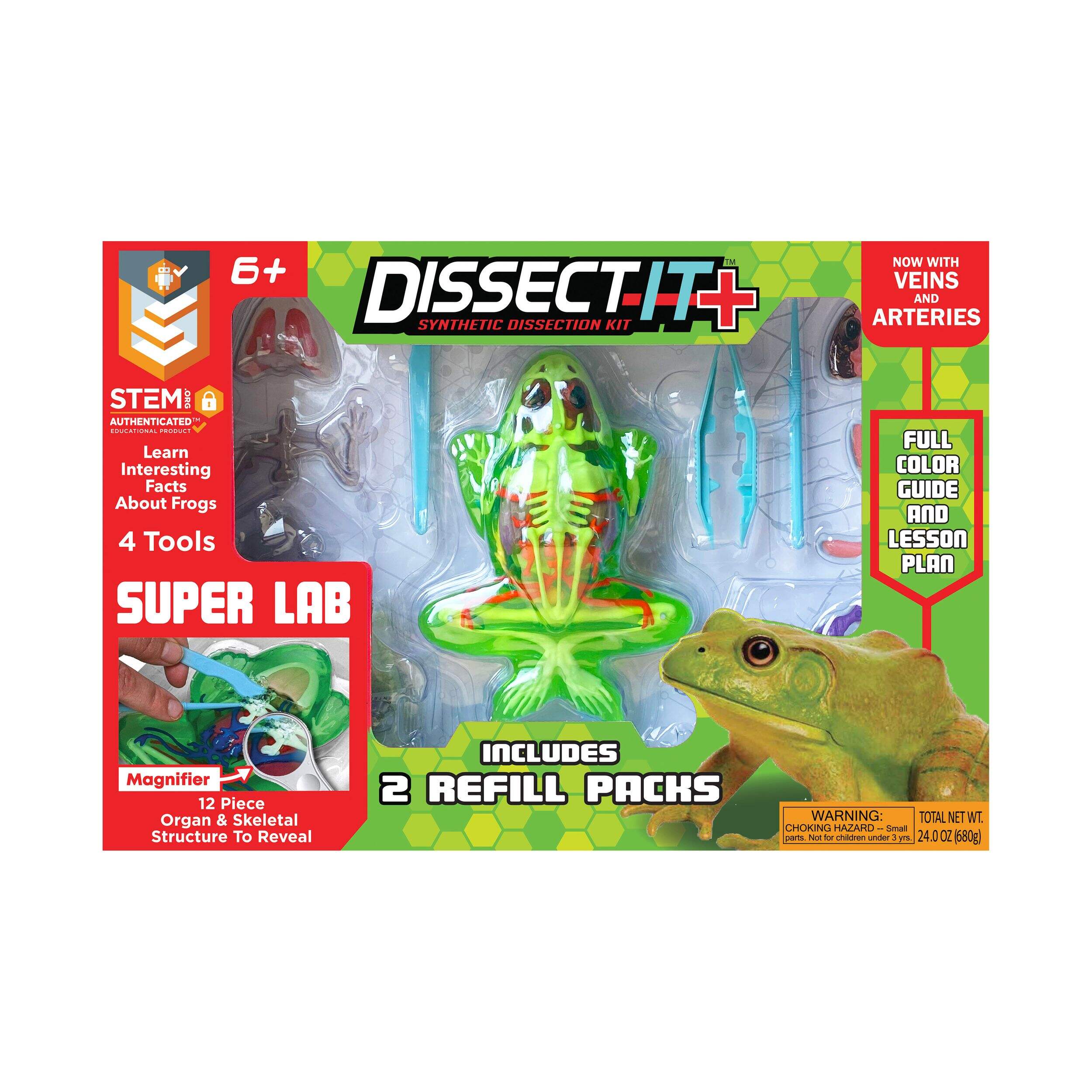 Dissect-It+, Synthetic Dissection Kit, Frog Super Lab STEM Set, Ages 6+ Front_Flat