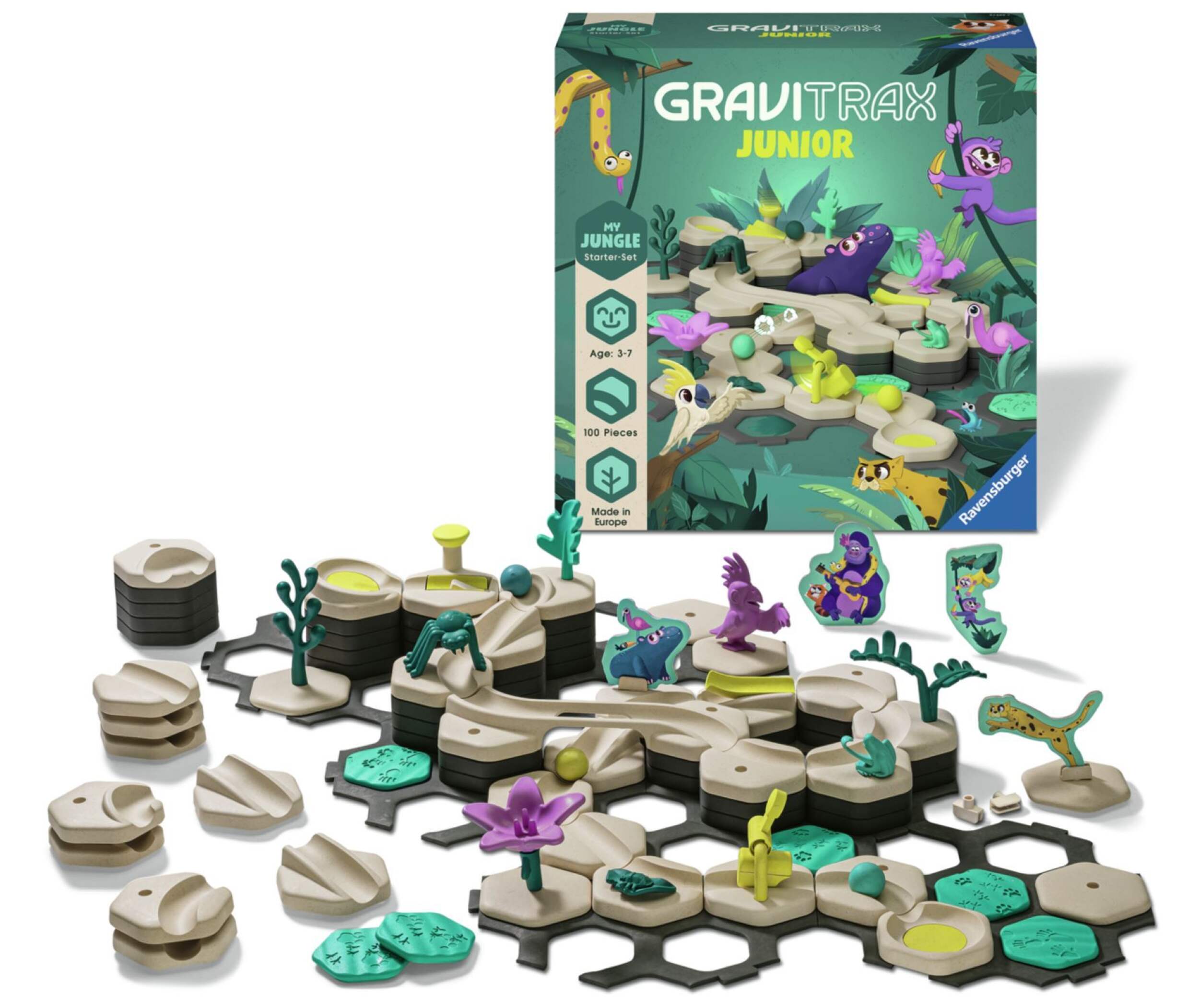 Ravensburger Gravitrax Junior Jungle Theme Marble Run Starter Set for Kids, Age 3+ Composite_or_Mixed