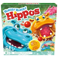 Hasbro Hungry Hungry Hippos Classic Family Board Game, Bilingual, Ages 4+