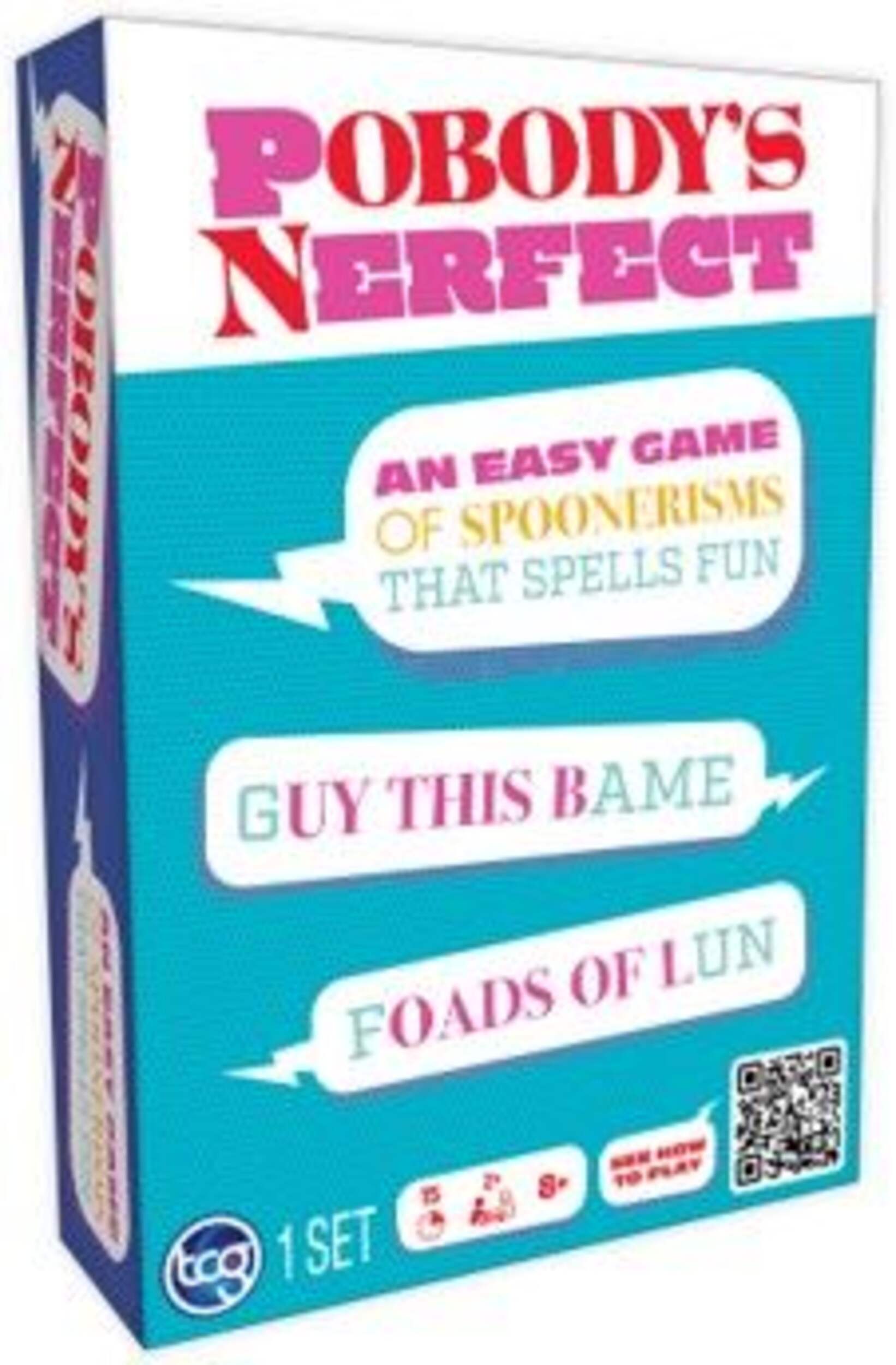 Pobody's Nerfect Party Card Game, Ages 8+ Front_Angled_Right