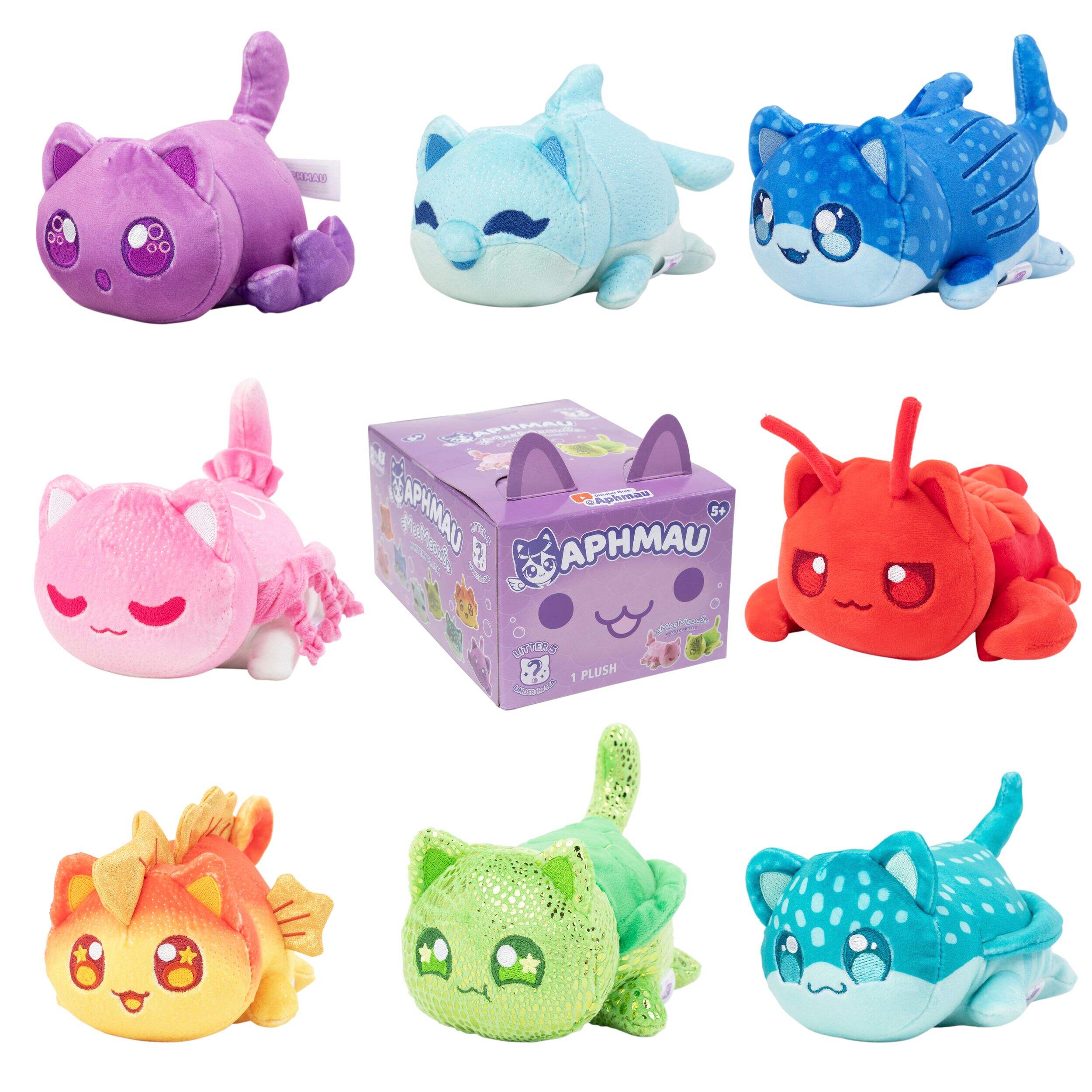 Aphmau MeeMeows Mystery Plush Toy, 6-in Series 5 Under The Sea Collectible,  Assorted Styles, Ages 5+ Composite_or_Mixed