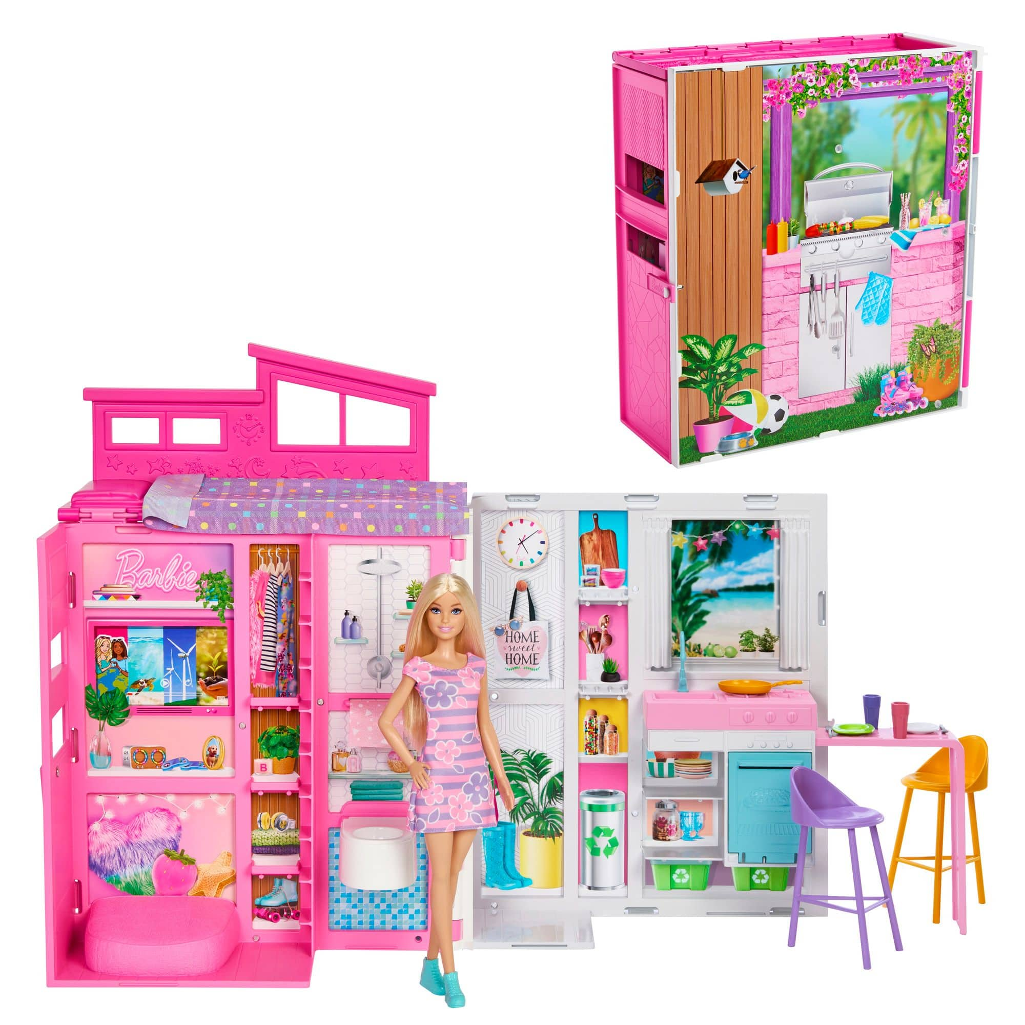 Barbie 2024 Getaway House Playset with Doll Includes 4 Play Areas Kids Ages 3 Canadian Tire