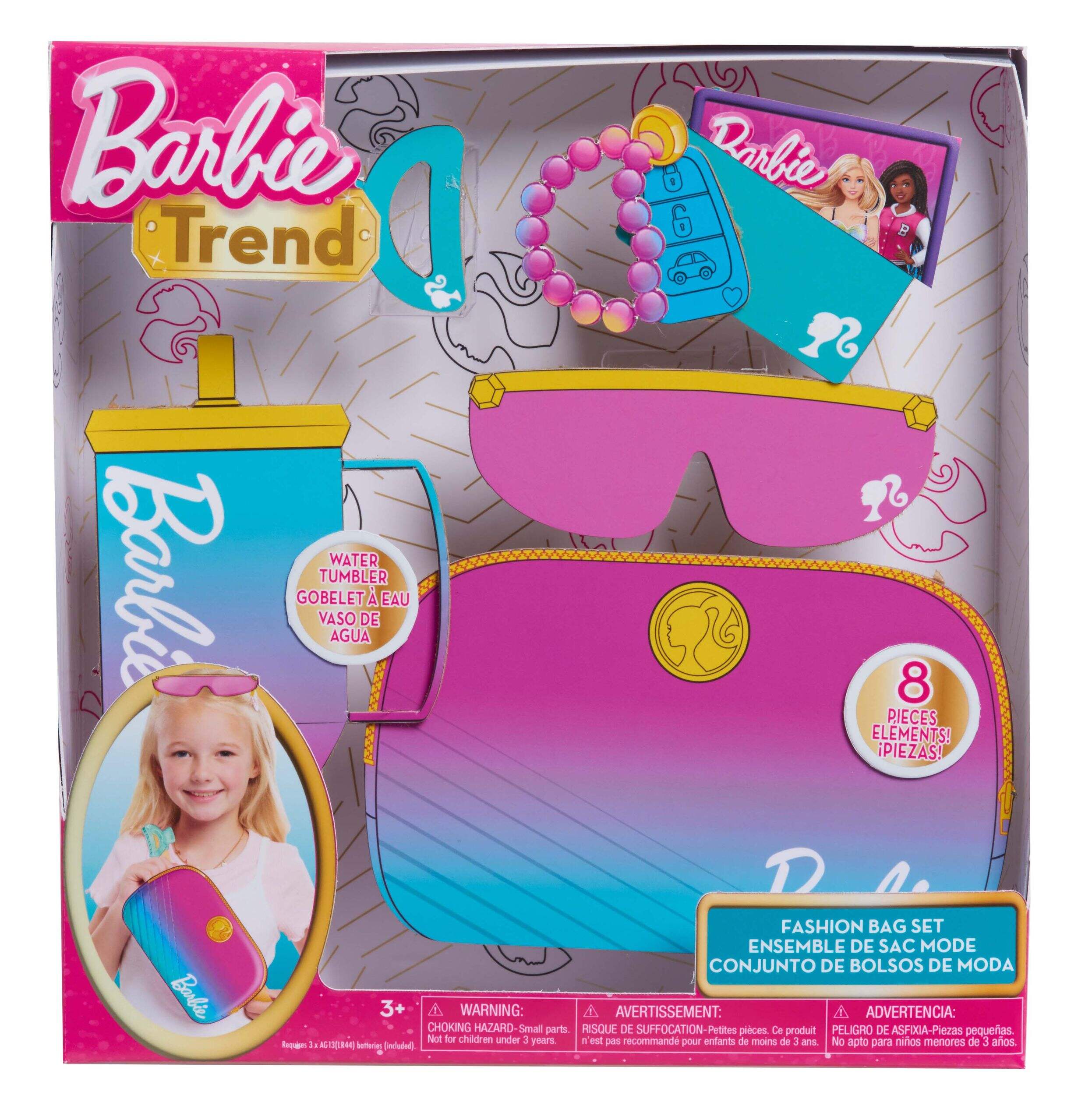 Barbie Trend Cross-Body Fashion Bag Set with 8 Accessories, Kids Ages 3+ Front_Flat