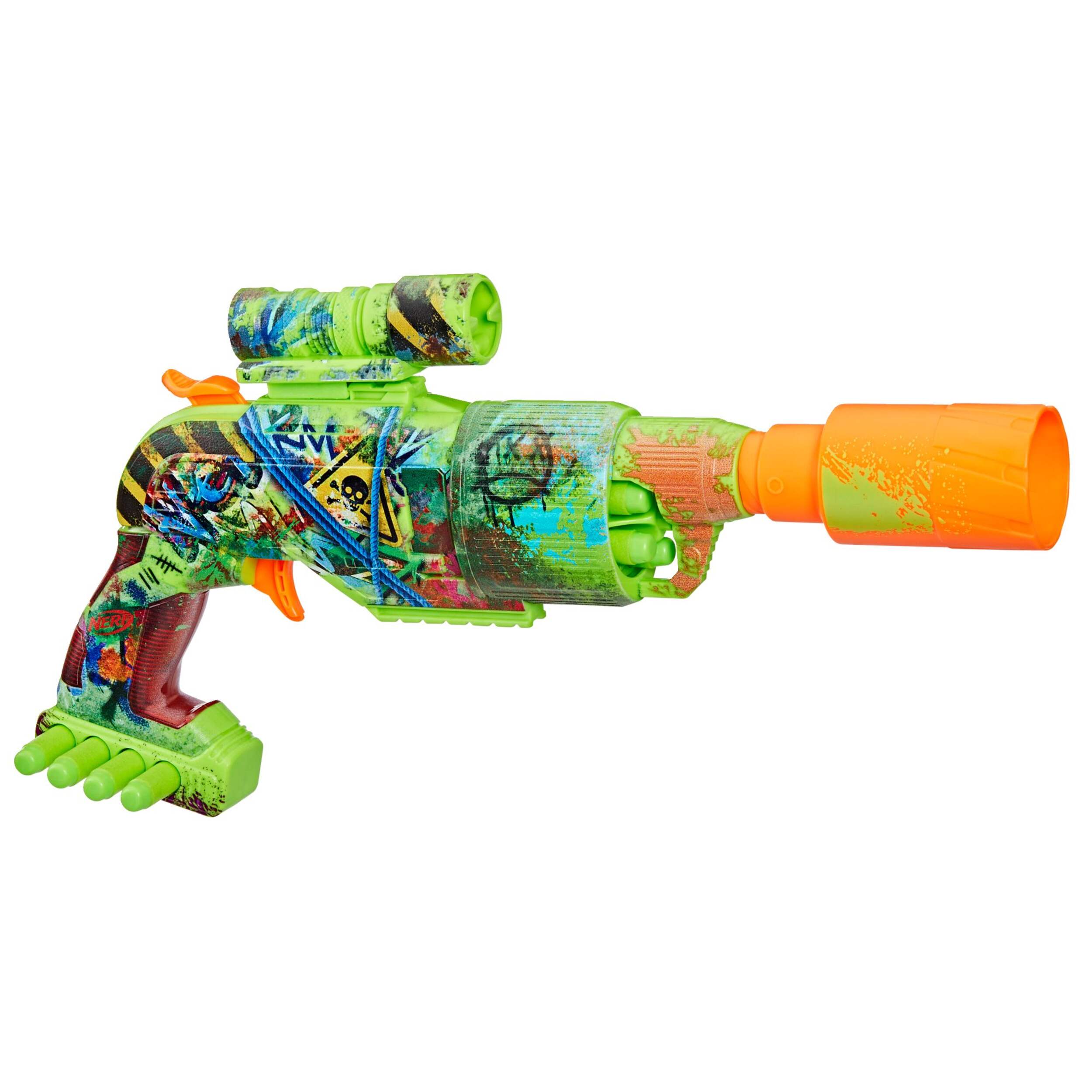 Foudroyeur de fléchettes Nerf Zombie Driller, comprend 16 fléchettes, 8 ans et plus Front_Angled_Right