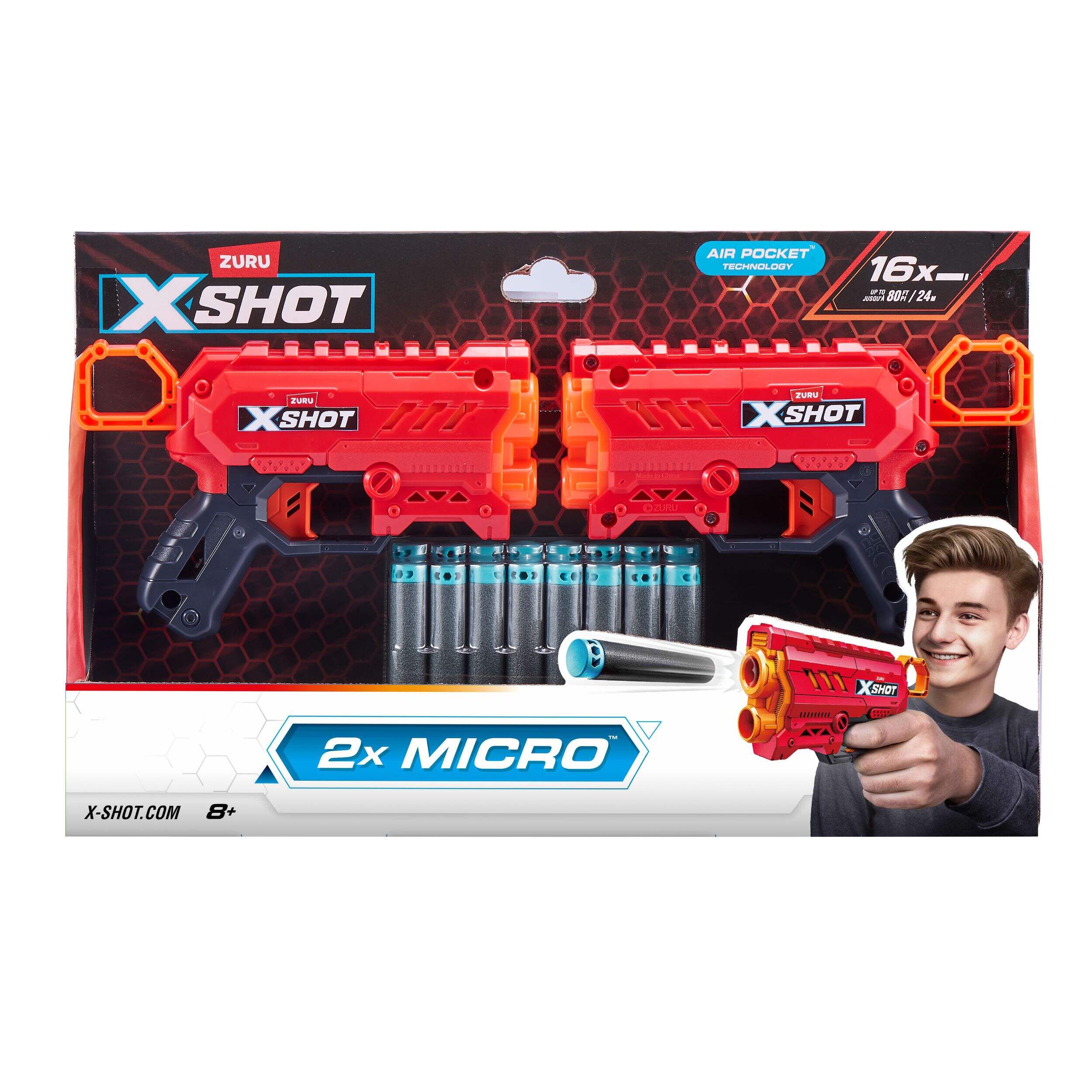 Zuru X-Shot Micro Foam Dart Blaster, Includes 16 Darts, 2-pk, Ages 8+ Front_Flat