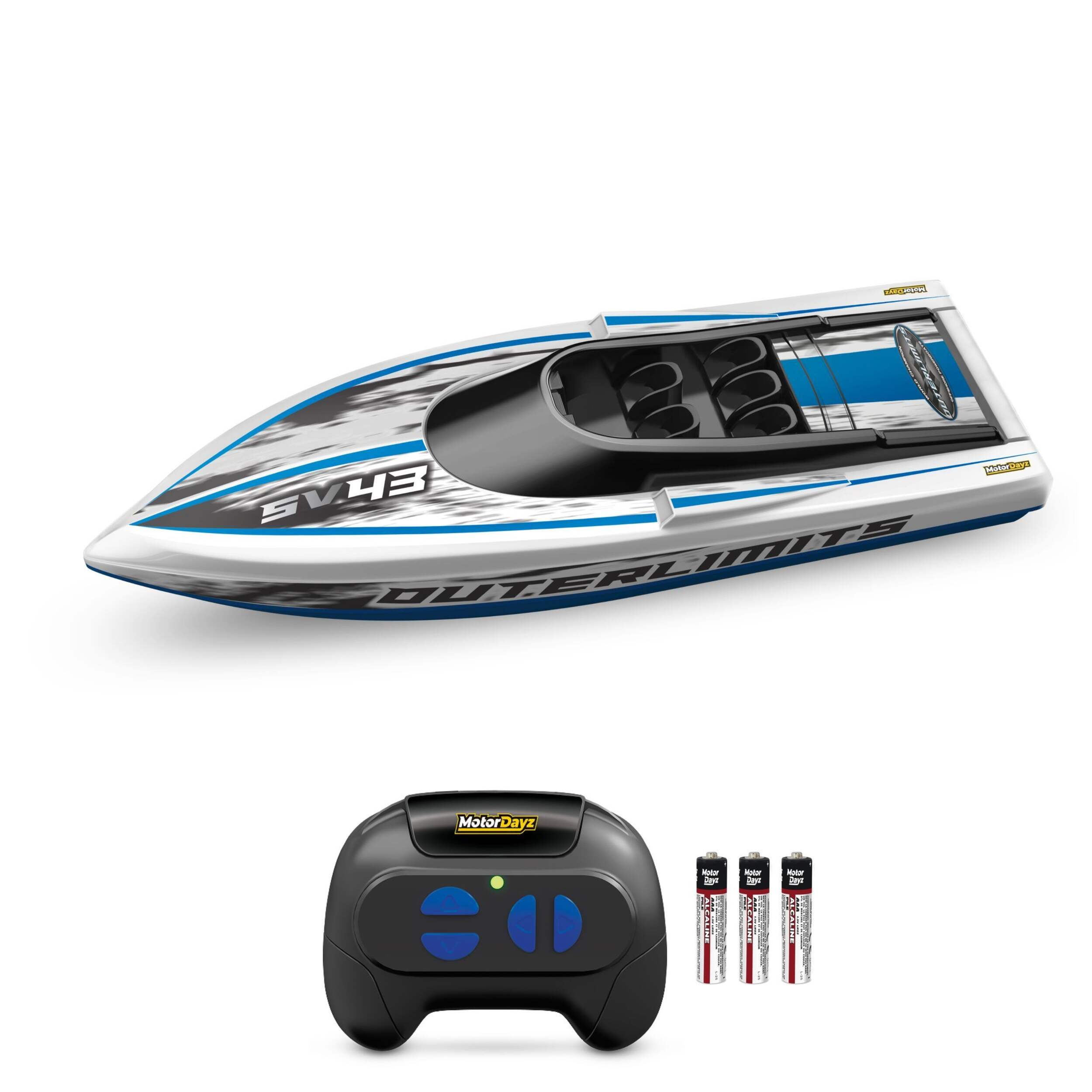 Bateau de vitesse téléguidé avec télécommande prêt à utiliser Newbright Outerlimits, bleu Composite_or_Mixed