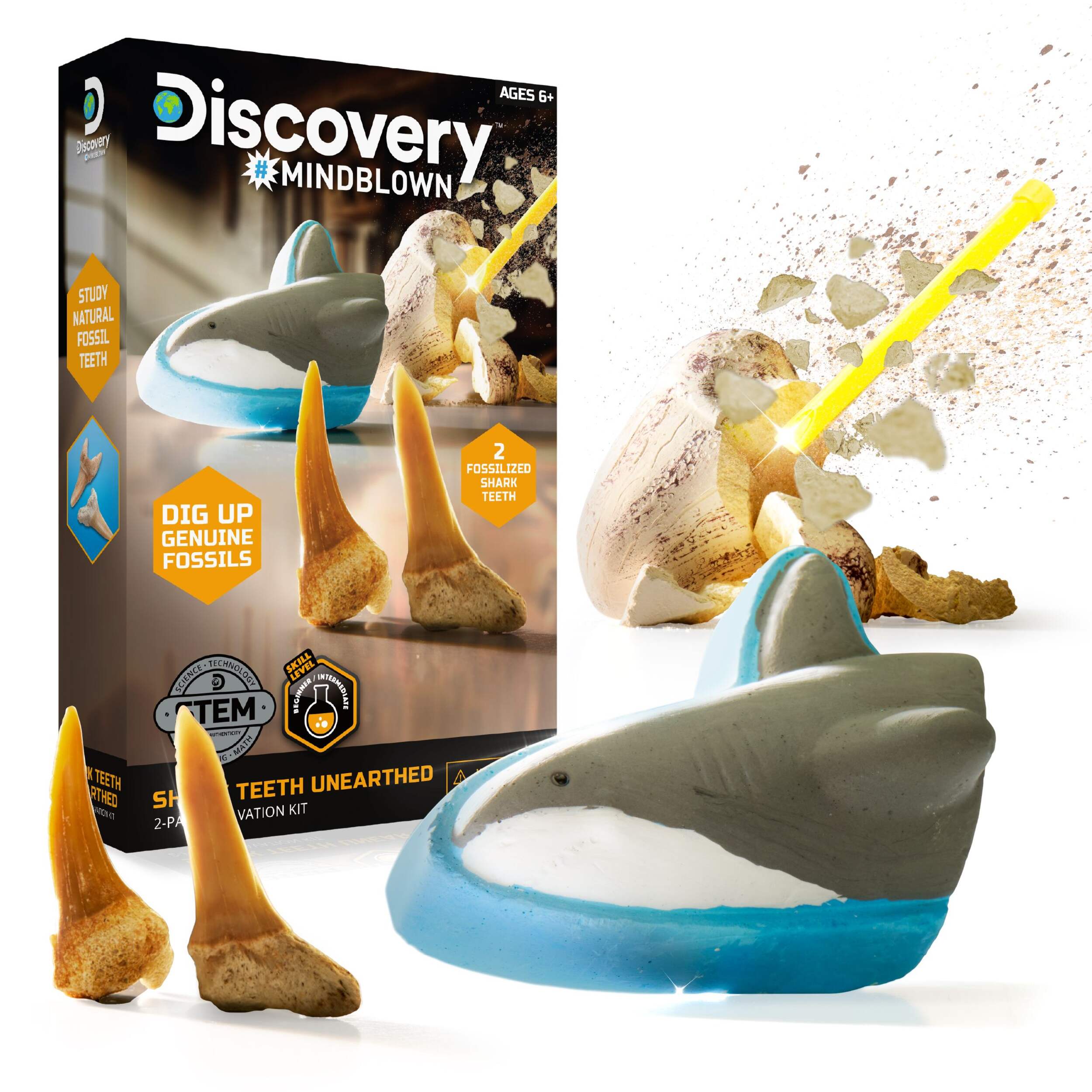 Discovery Mini Unearthed Shark Teeth Excavation Kit, Educational Toy, 2-pc, Ages 6+ Composite_or_Mixed