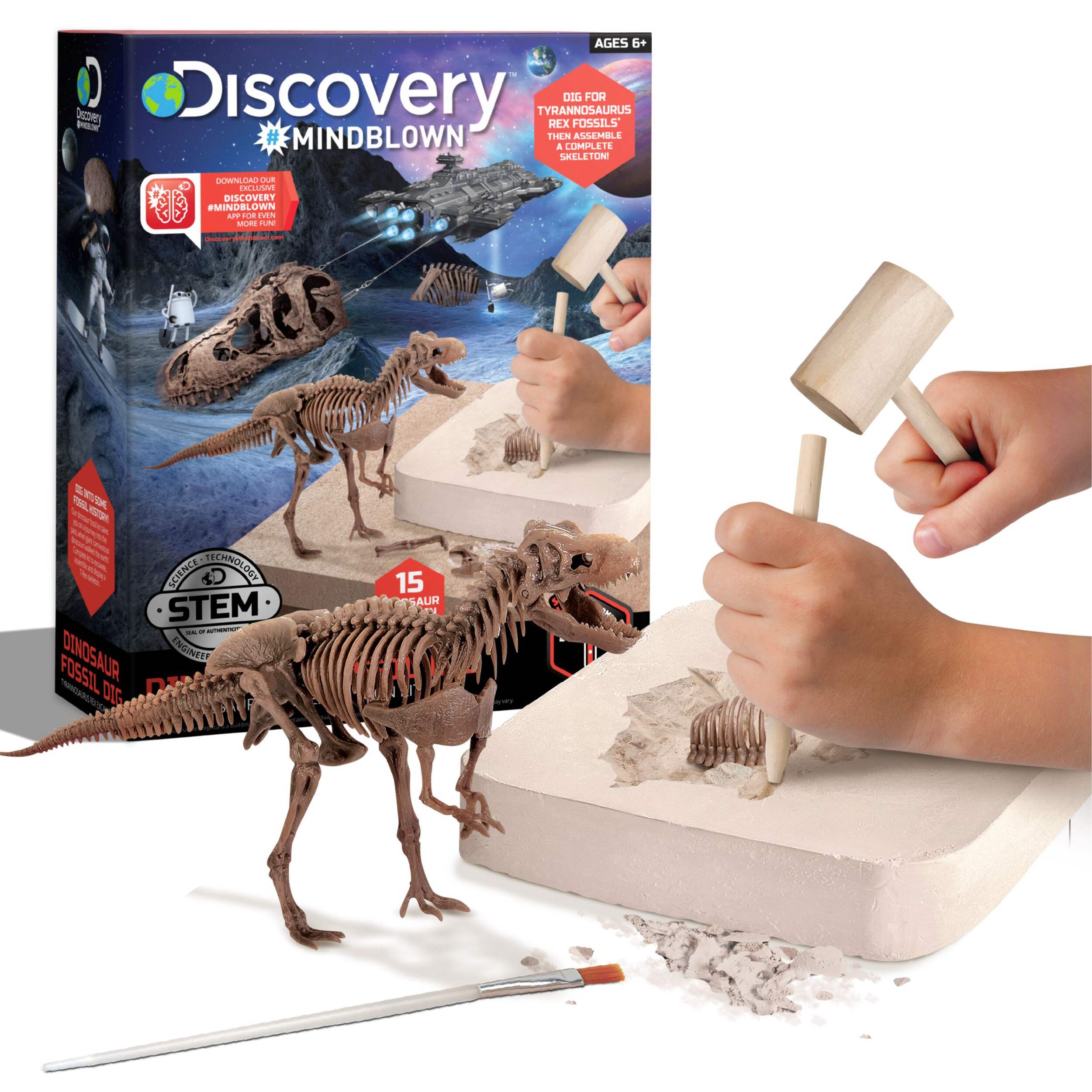 Discovery Dinosaur Skeleton T-Rex 3D Puzzle Excavation Kit/Educational Toy for Ages 6+ Composite_or_Mixed