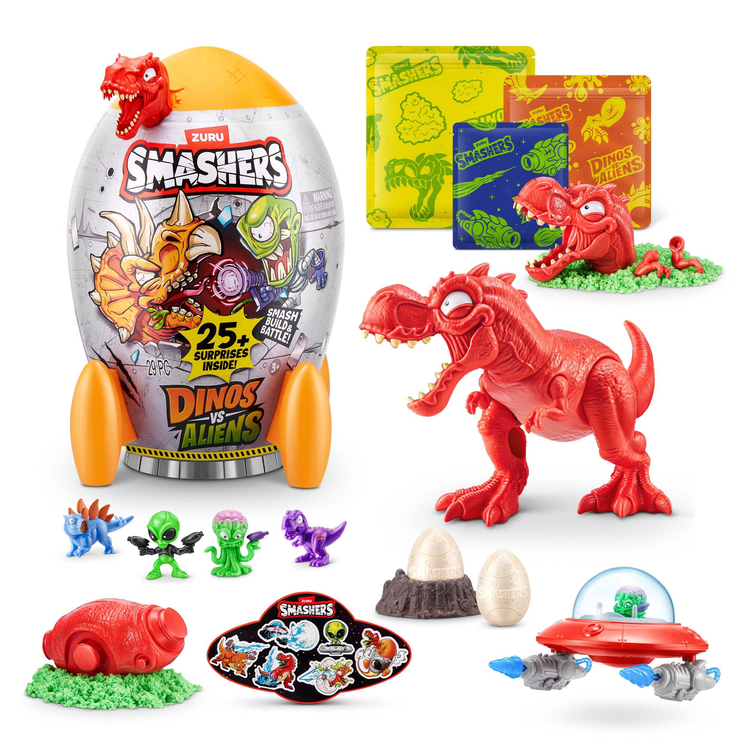 Zuru Smashers Dino Vs Aliens Rocket Ship Mystery Playset Capsule for Ages 3+, Assorted Figures Composite_or_Mixed