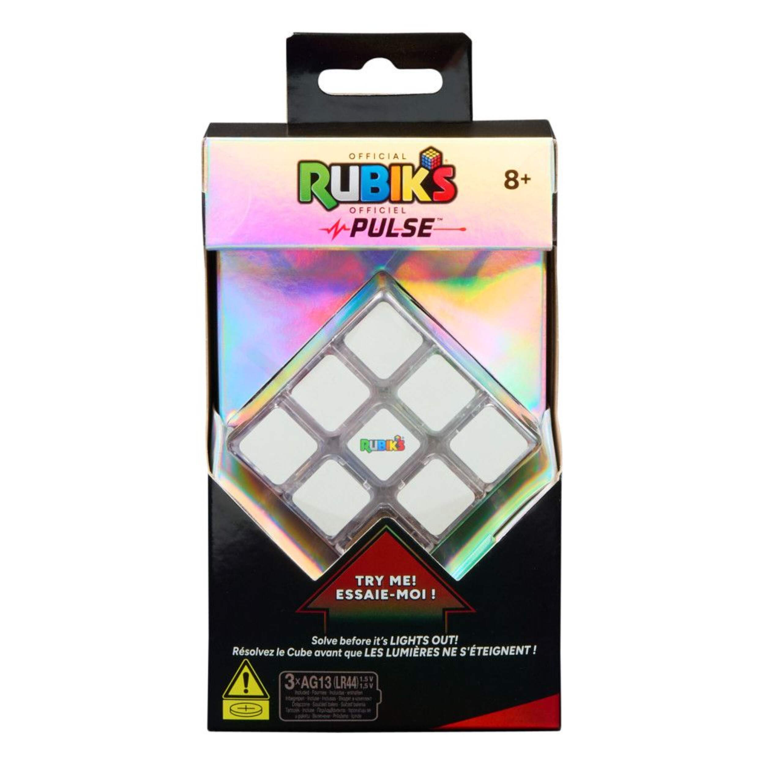 Rubik's Cube Pulse, 3x3 Cube, Light Up Brain Teaser Puzzle Game, Age 8+ Front_Flat