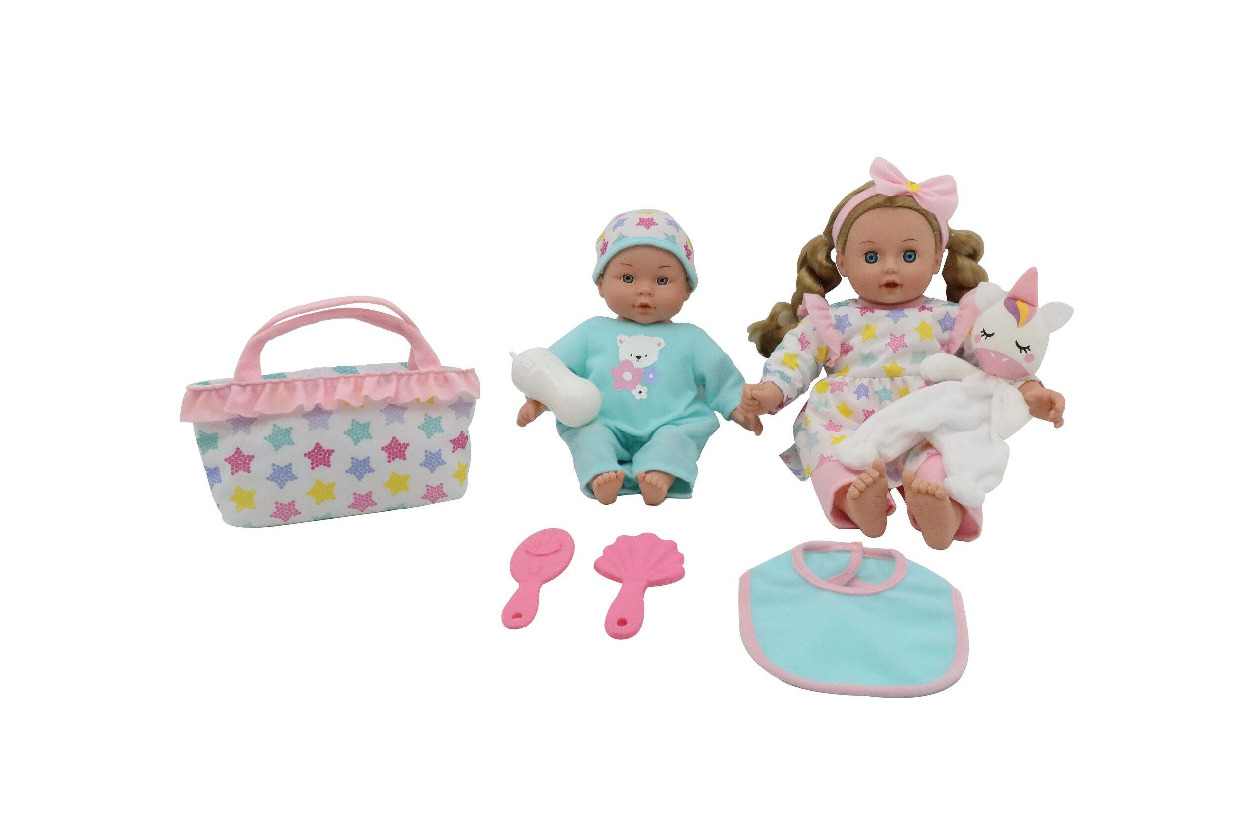 Poupées frère/soeur à corps souples Kisses n Cuddles, comprend des poupées de 12 et 16 po, 2 ans et plus Composite_or_Mixed