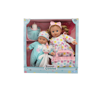 Kisses n Cuddles Soft Body Sibling Baby Doll Toys Set, Includes 12-in & 16-in Dolls, Ages 2+ Front_Flat