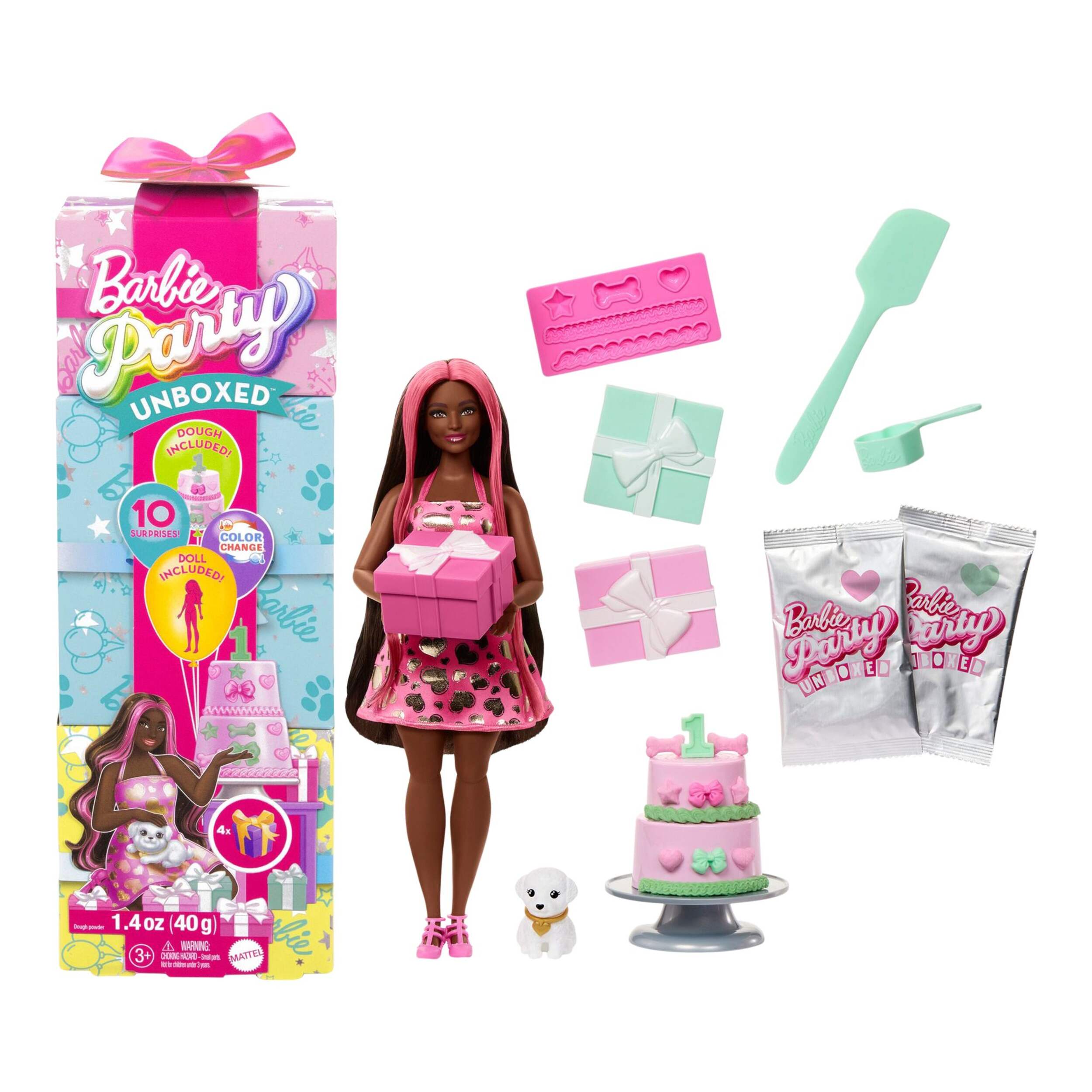 Barbie Party Unboxed™ Fashion Doll with Accessories, 10 Surprises, Ages 3+, Assorted Composite_or_Mixed
