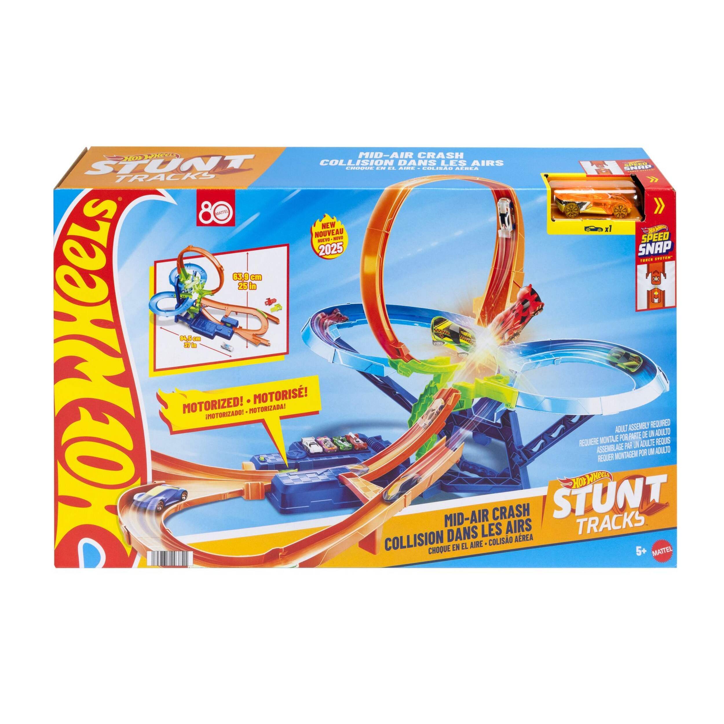 Piste de course automobile multi-crash en plein air Hot Wheels, 5 ans et plus Front_Elevated