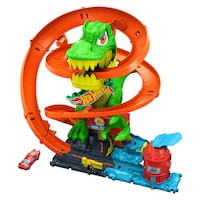 Hot Wheels City T-Rex vs Fire Station Toy Playset with 1:64 Die-Cast Vehicle, Ages 3+ Front_Angled_Left