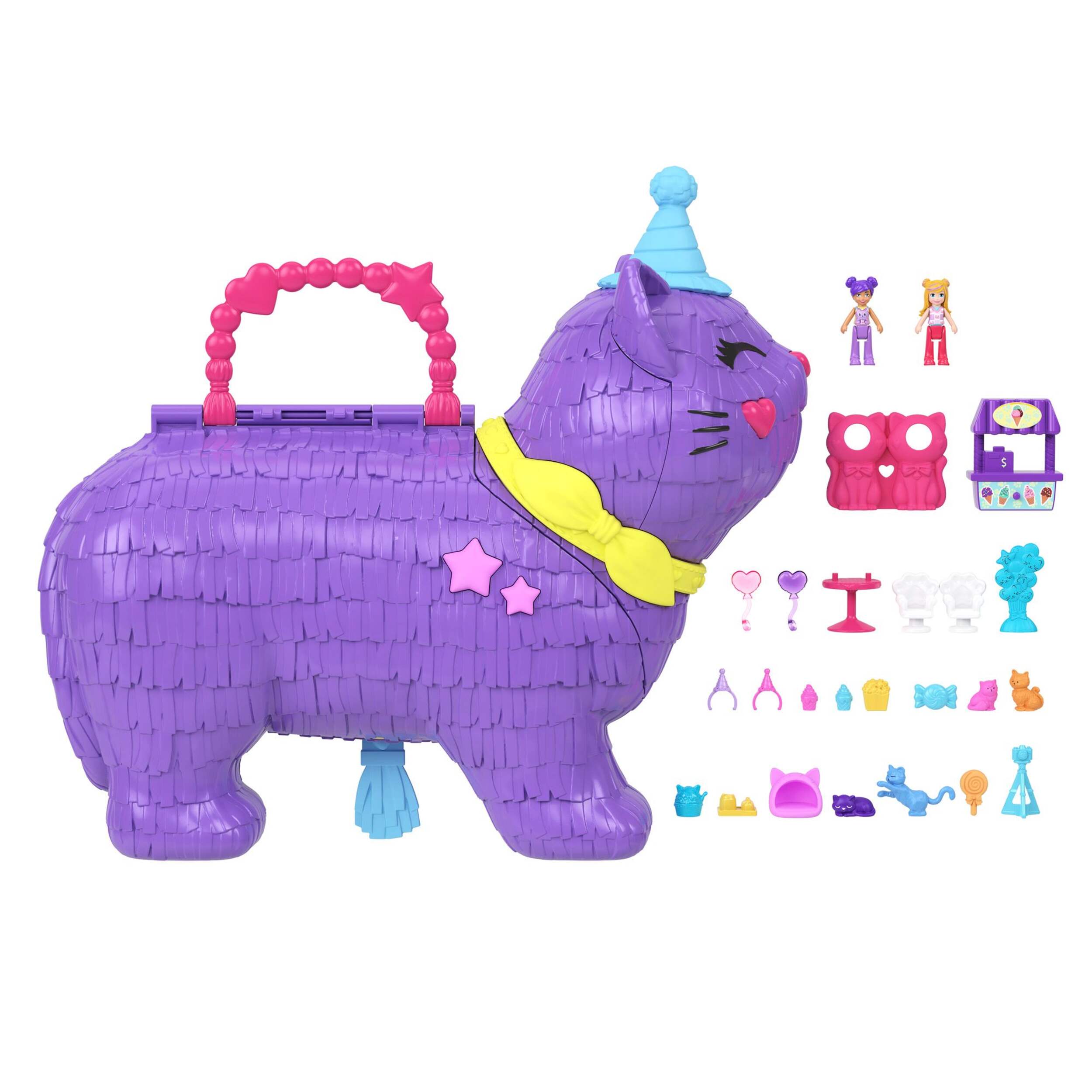 Polly Pocket Fall Party Cat Pinata Playset with Dolls and 23 Accessories Side_Right