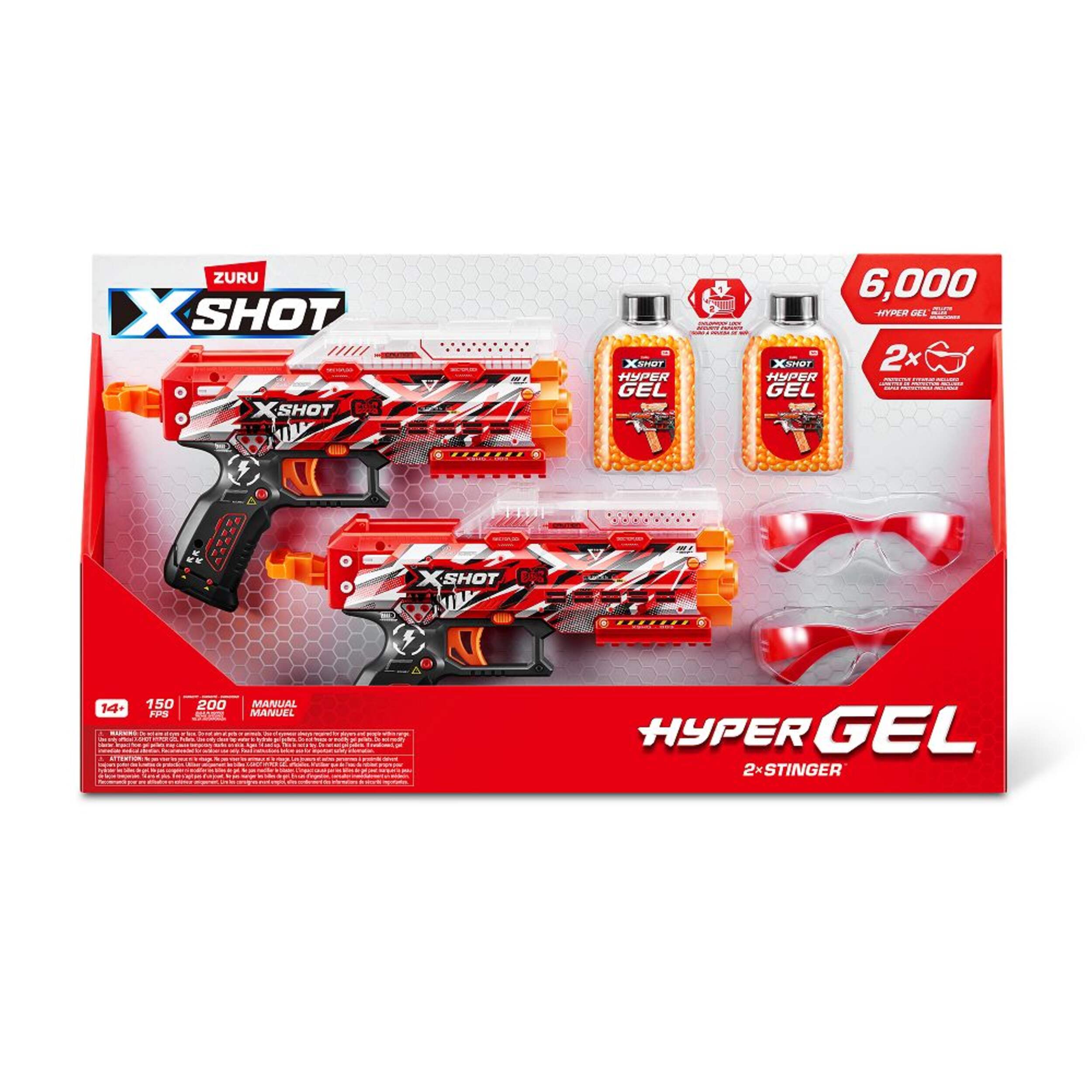 X-Shot Hyper Gel Stinger Blaster, Twin Pack Front_Flat