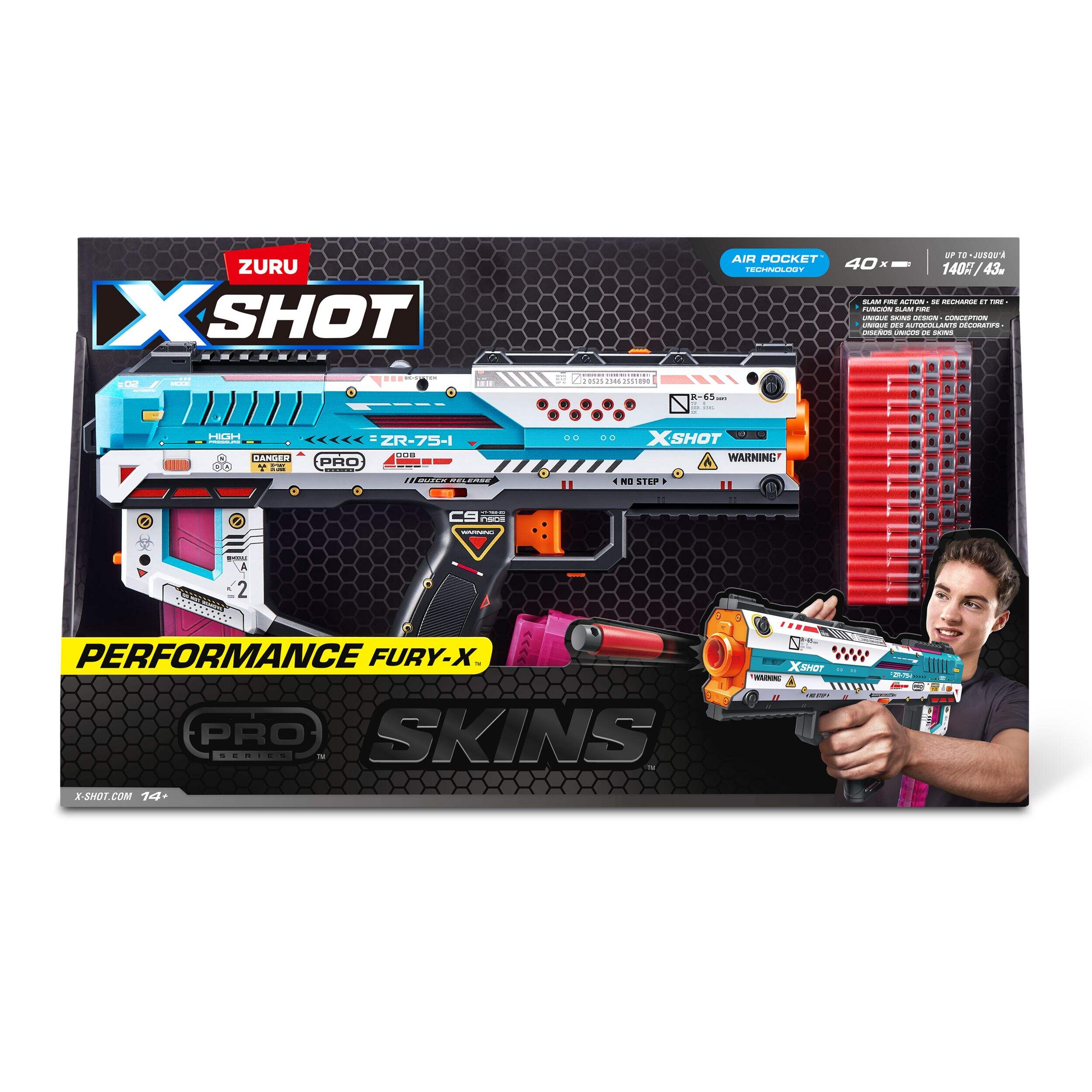 Zuru X-Shot Performance Fury-X Dart Blaster with 40 Darts Front_Flat