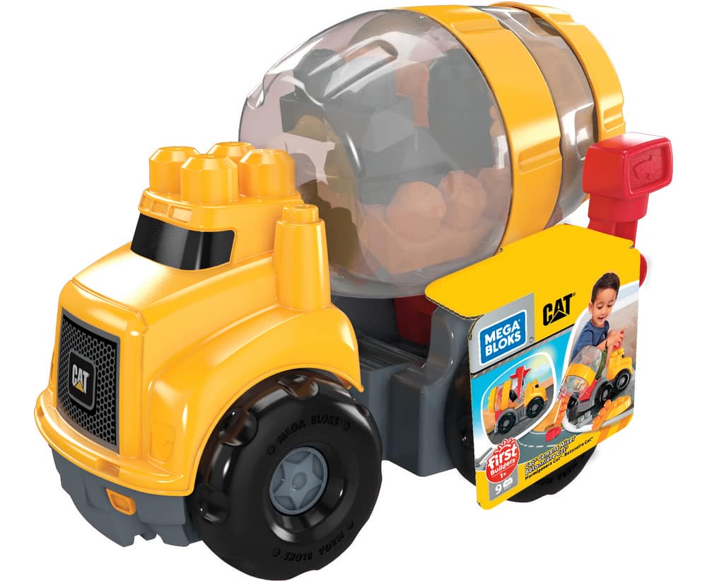 Mattel Mega Bloks CAT Cement Mixer Toy w/Big Building Blocks, Ages 1 ...