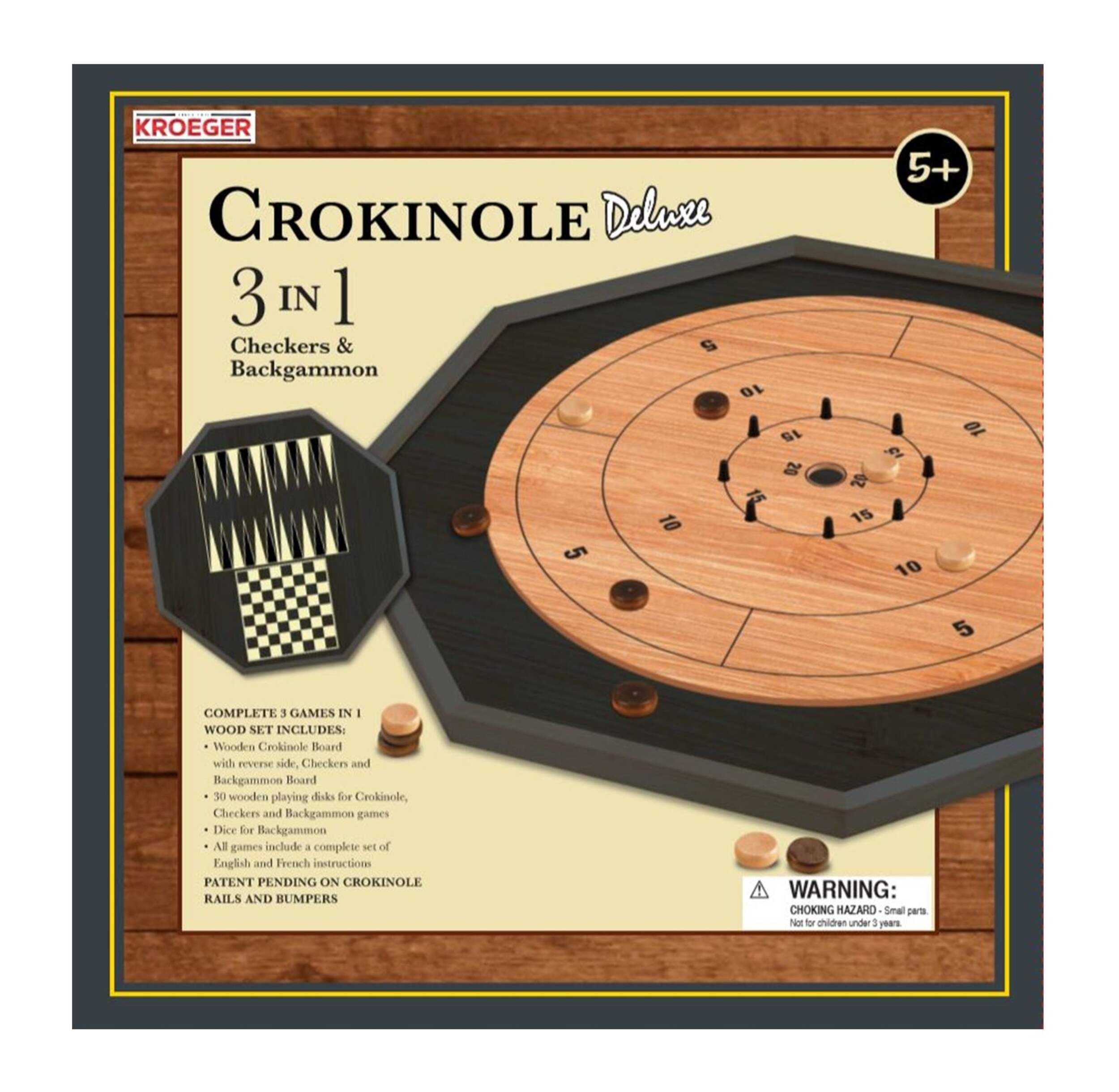 Crokinole Wooden Board Game, Age 10+ Front_Flat