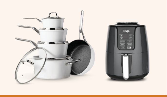 Heritage The Rock Ceramic Zero Cookware Set, 10-pc  Ninja Air Fryer