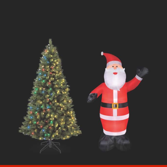 NOMA Henry Fir Colour Change Tree, 7-ft    GEMMY Inflatable  Santa, 8-ft 