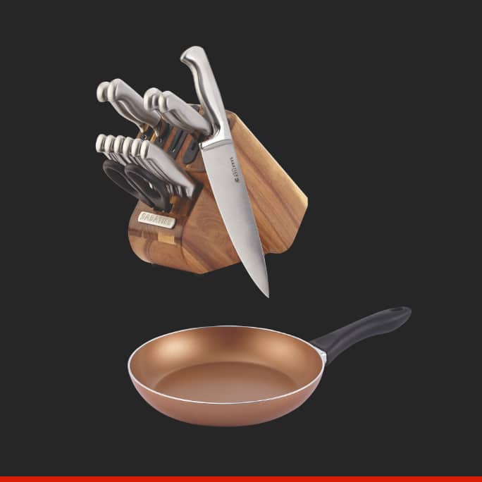 Sabatier Acacia Wood Cutlery Set, 13-pc  Lagostina Ticino Copper Frypan 