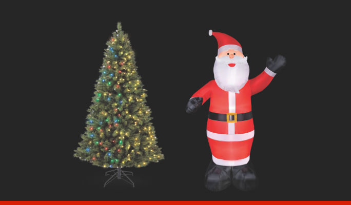NOMA Henry Fir Colour Change Tree, 7-ft    GEMMY Inflatable  Santa, 8-ft 