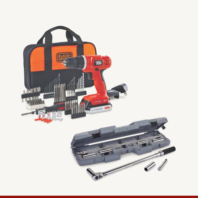 Black & Decker 20-V Cordless Drill & 100-pc Accessory Set  Maximum Tire Change Kit 