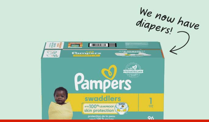A package of Pampers Swaddlers Diapers