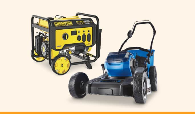 Champion Portable Gas Generator  Mastercraft 4Ah Brushless Mower 