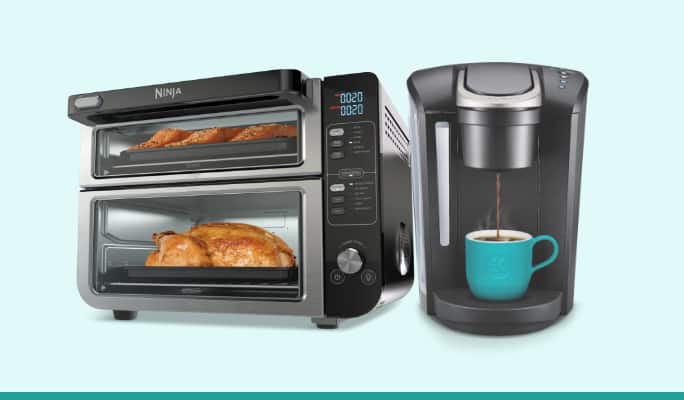 Ninja Double Door Oven & Air Fryer.  Keurig K-Select Coffee Maker. 