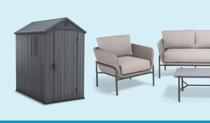 Keter Darwin Outdoor Storage Shed, 4-ft x 6-ft  CANVAS Gates Conversation Set, 4-pc