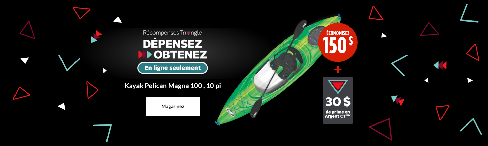 Kayak Pelican Magna 100 , 10 pi  ÉCONOMISEZ 150 $ + GAGNEZ une prime de 30 $ en Argent CT