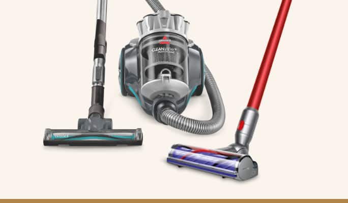 BISSELL CleanView Plus Bagless  Canister Vacuum  Dyson V8 Origin Cordless Stick Vacuum