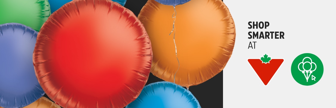 Colorful balloons clustered together.