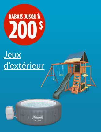 Rabais jusqu’à 200 $.  Centre de jeu en cèdre KidKraft Brightside  Spa gonflable Coleman SaluSpa, 77 x 28 po