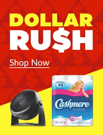 Dollar Rush.  Cashmere Double Roll Toilet Paper, 24-pk  Honeywell TurboForce Portable Desk Fan