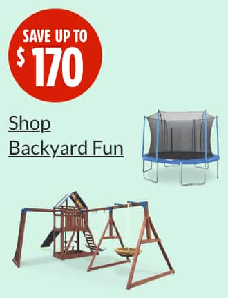Save up to $170  JumpTek Trampoline & Enclosure Combo, 14-ft  Sportspower Grand Mesa Wooden Play Centre